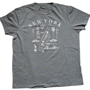 J Crew New York City T-Shirt Mens Size M Gray NYC Graphic 100% Cotton Basic